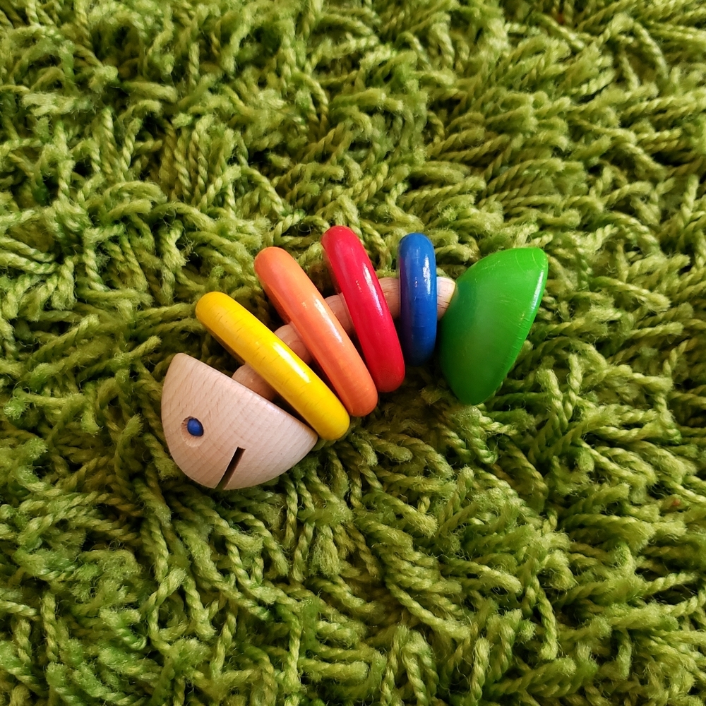 Haba Moby Wooden Clutching Wood Rattle Teether